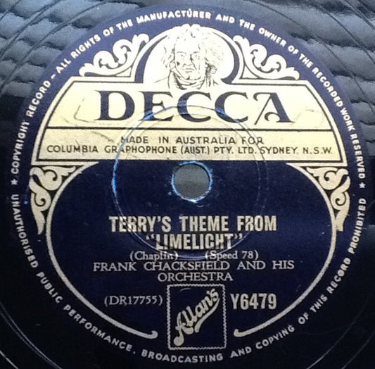 Frank Chacksfield & His Orchestra : Terry's Theme From 'Limelight' / "Limelight" (Shellac, 10")