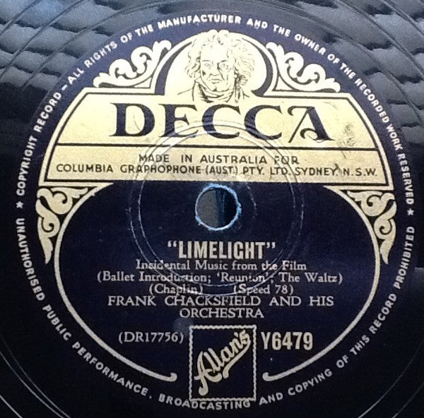 Frank Chacksfield & His Orchestra : Terry's Theme From 'Limelight' / "Limelight" (Shellac, 10")