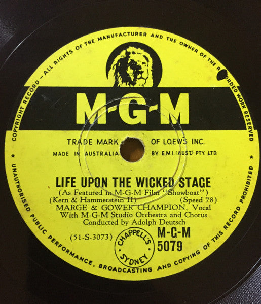 Marge & Gower Champion : Life Upon The Wicked Stage / I Might Fall Back On You (Shellac, 10")