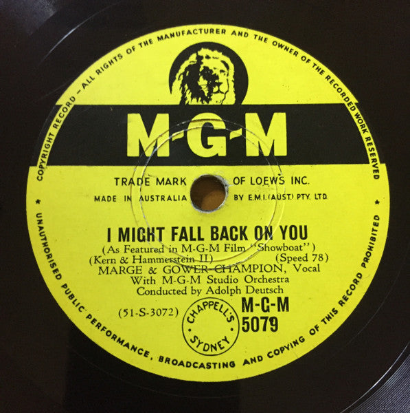 Marge & Gower Champion : Life Upon The Wicked Stage / I Might Fall Back On You (Shellac, 10")