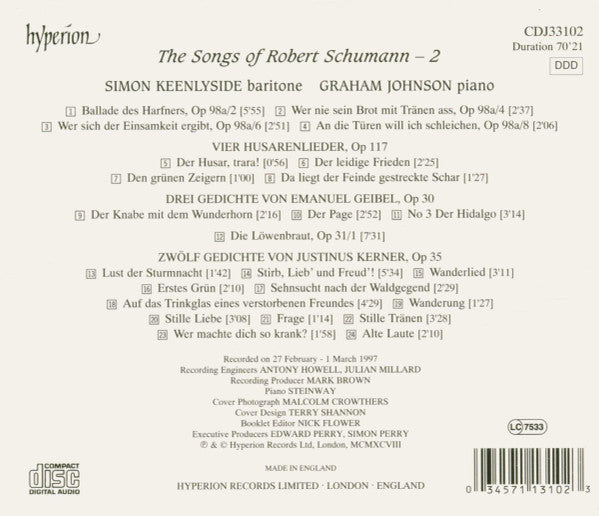 Robert Schumann / Simon Keenlyside • Graham Johnson (2) : The Songs Of Robert Schumann – 2 (CD, Album)