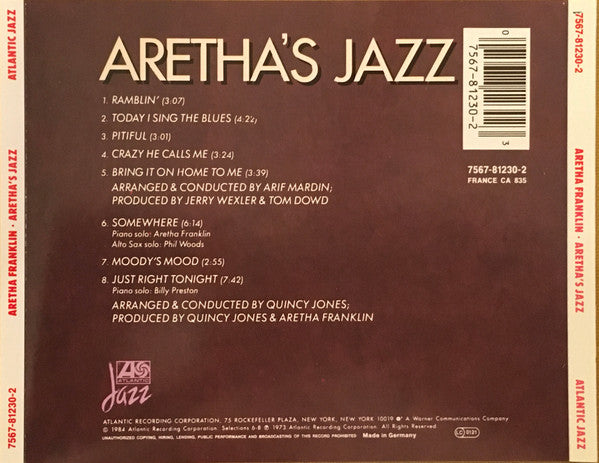 Aretha Franklin : Aretha's Jazz (CD, Comp)