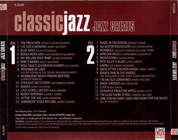 Various : Classic Jazz: Jazz Greats (2xCD, Comp, RE)