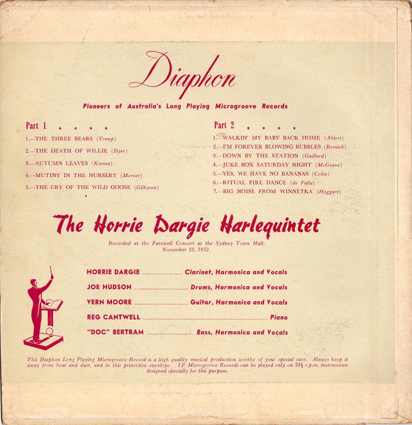The Horrie Dargie Harlequintet* : Horrie Dargie Concert (10", Album, Mono)