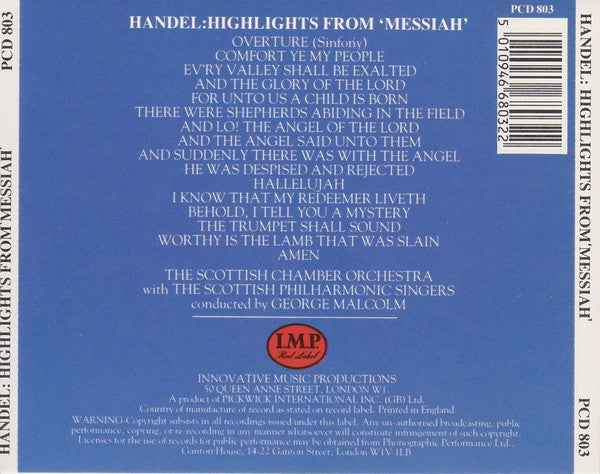 Handel*, Scottish Chamber Orchestra, The Scottish Philharmonic Singers : Highlights From 'Messiah' (CD, Album)