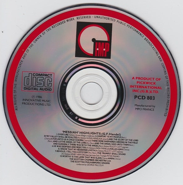 Georg Friedrich Händel, Scottish Chamber Orchestra, The Scottish Philharmonic Singers : Highlights From 'Messiah' (CD, Album)