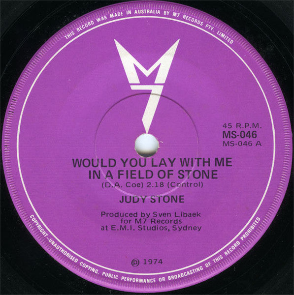 Judy Stone : Would You Lay With Me In A Field Of Stone (7", Single)