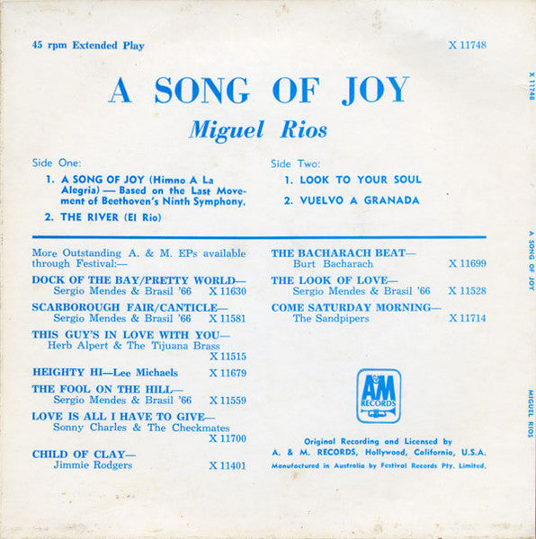 Miguel Ríos : A Song Of Joy (7", EP)