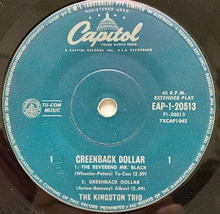 The Kingston Trio* : Greenback Dollar (7", EP, Mono)