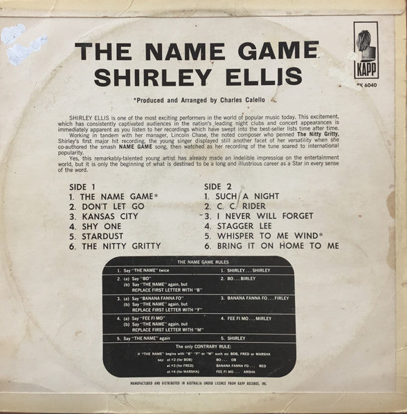 Shirley Ellis : The Name Game (LP, Album)