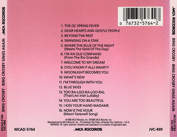 Bing Crosby : Bing Crosby Sings Again (CD, Comp, Mono)
