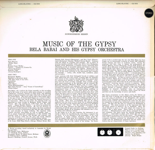 Bela Babai And His Gypsy Orchestra* : Music Of The Gypsy (LP, Album, Club)