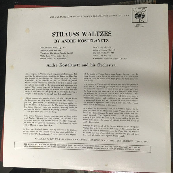 Andre Kostelanetz And His Orchestra* : Strauss Waltzes (LP, Album)
