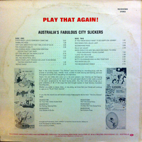 The City Slickers (5) : Play That Again Vol. 1 (LP, Album)