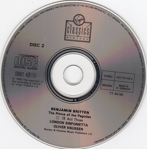 Benjamin Britten - London Sinfonietta, Oliver Knussen : The Prince Of The Pagodas (2xCD, Album)