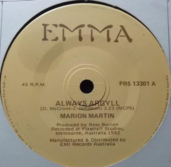 Marion Martin (3) : Always Argyll (7", Single)