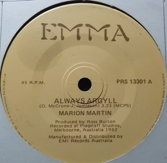 Marion Martin (3) : Always Argyll (7", Single)
