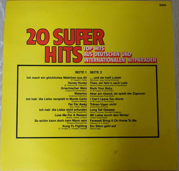 Unknown Artist : 20 Vocal Super Hits (LP, Album)