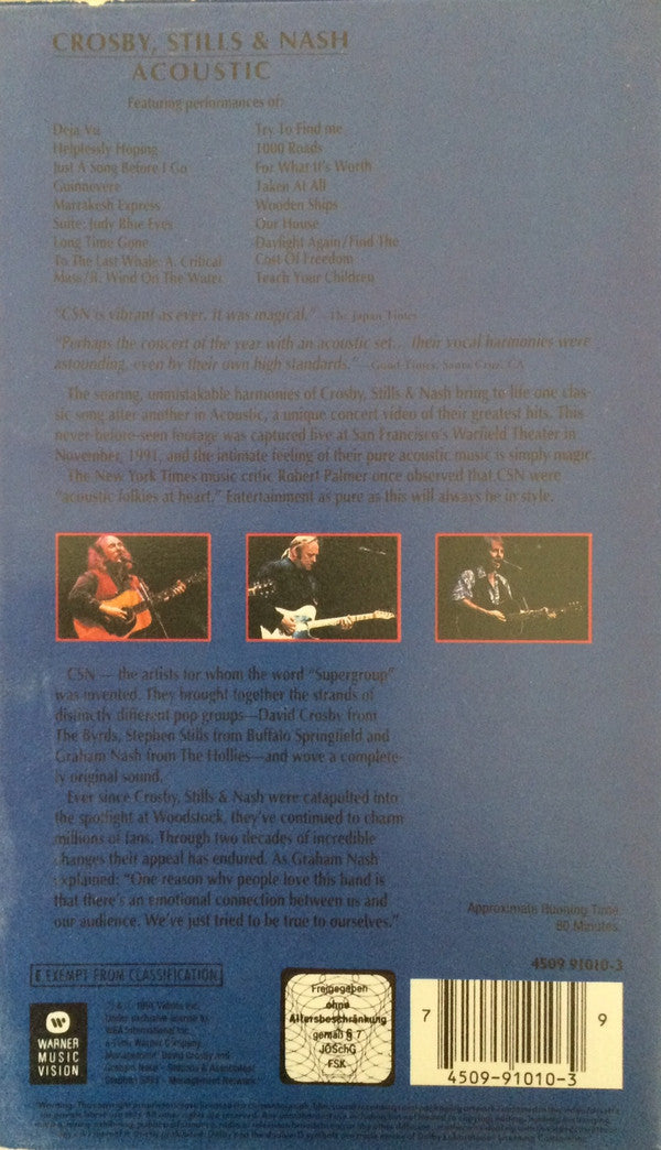 Crosby, Stills & Nash : Acoustic (VHS, PAL)