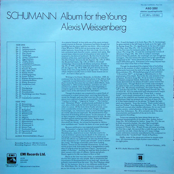 Robert Schumann, Alexis Weissenberg : Album For The Young (LP, Quad)