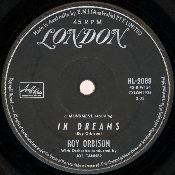 Roy Orbison : In Dreams / Shadaroba (7", Single)
