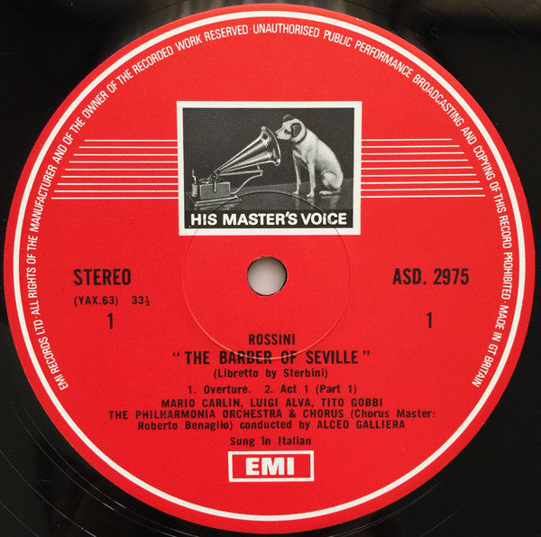 Gioacchino Rossini  -  Maria Callas, Tito Gobbi, Luigi Alva, Philharmonia Orchestra  & Philharmonia Chorus  -  Alceo Galliera : The Barber Of Seville (3xLP, RE + Box)