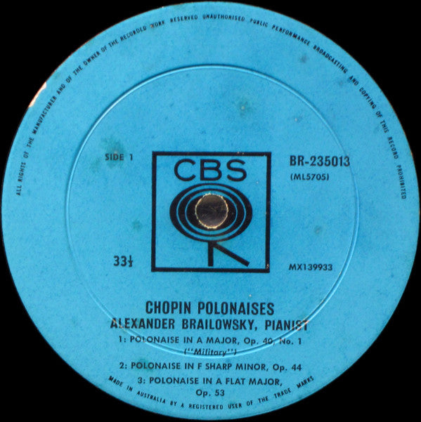 Frédéric Chopin : Alexander Brailowsky : Chopin Polonaises By Brailowsky (LP, Mono)