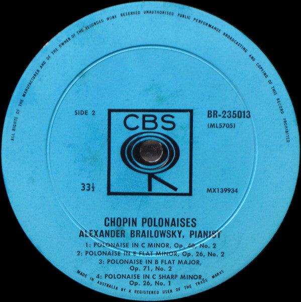 Frédéric Chopin : Alexander Brailowsky : Chopin Polonaises By Brailowsky (LP, Mono)