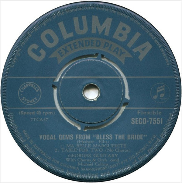Georges Guétary And Lizbeth Webb With Orchestra & Chorus Conducted By Michael Collins (4) : Vocal Gems From "Bless The Bride" (7", EP)