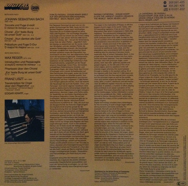 Edgar Krapp, Johann Sebastian Bach, Max Reger, Franz Liszt : Dom Zu Passau (Edgar Krapp Spielt Auf Der Größten Kirchenorgel Der Welt) (LP, Gat)