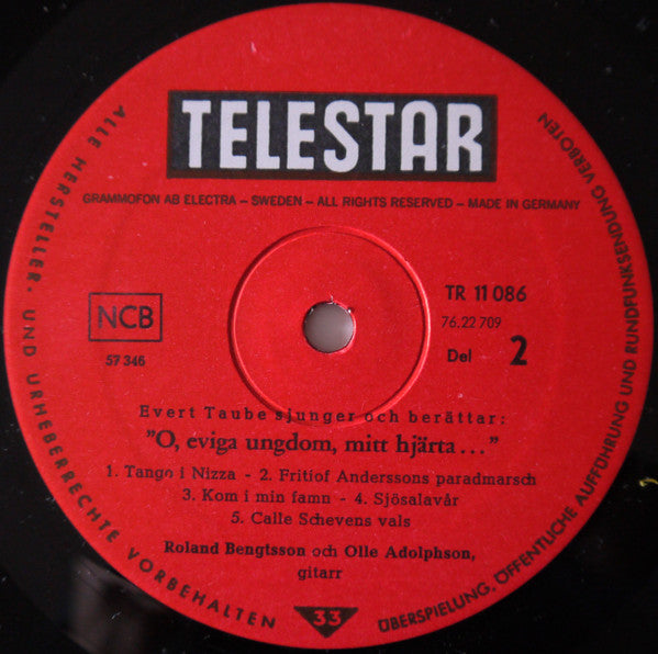 Evert Taube : O, Eviga Ungdom, Mitt Hjärta... (2xLP, Album, RE)
