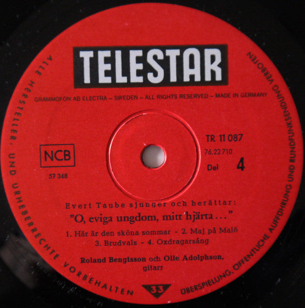 Evert Taube : O, Eviga Ungdom, Mitt Hjärta... (2xLP, Album, RE)