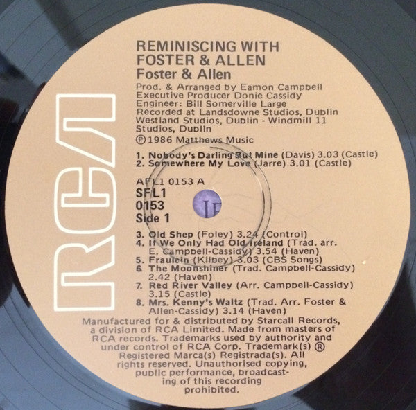 Foster And Allen* : Reminiscing With Foster & Allen (LP, Comp)