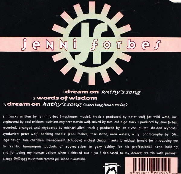 Jenn Forbes (2) : Dream On (Kathy's Song) (CD, Single)