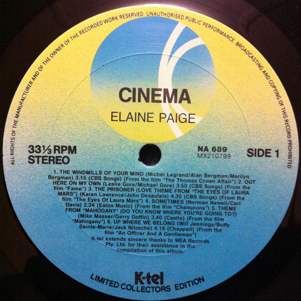 Elaine Paige : Cinema (LP, Ltd)