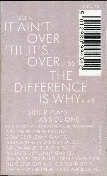 Lenny Kravitz : It Ain't Over 'Til It's Over (Cass, Single)