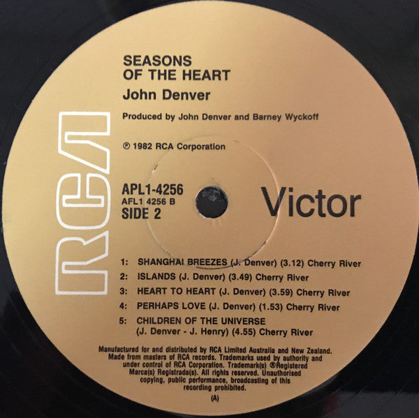 John Denver : Seasons Of The Heart  (LP, Album, Gat)
