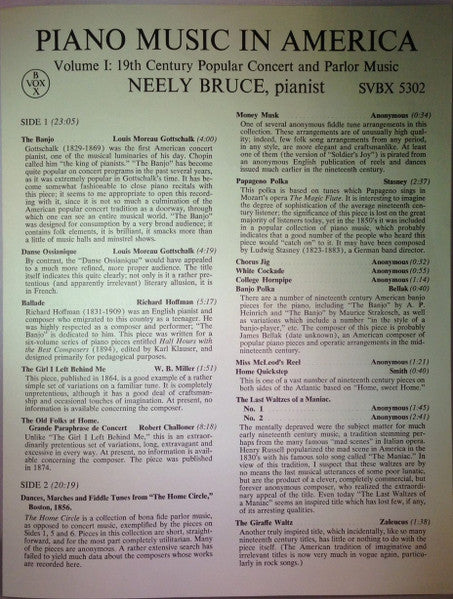 Neely Bruce : Piano Music In America, Volume I - 19th Century Concert & Parlor Music (3xLP, Comp + Box)