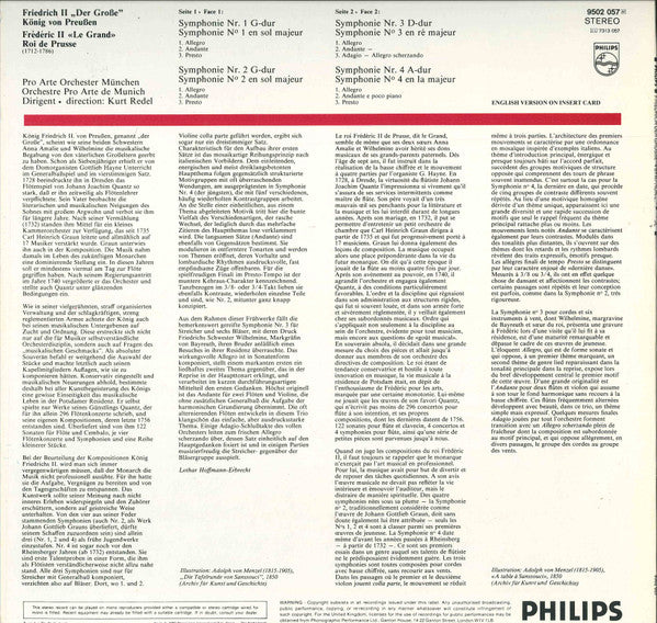 Friedrich der Grosse = Friedrich der Grosse = Friedrich der Grosse, Orchestre Pro Arte De Munich, Kurt Redel : 4 Symphonien (LP)