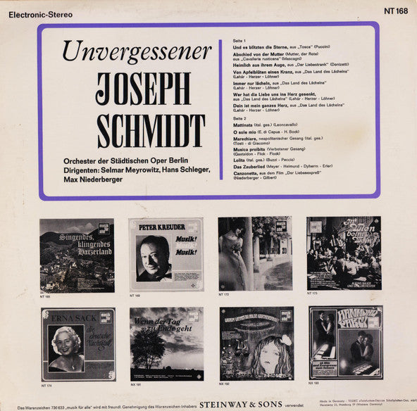 Joseph Schmidt : Unvergessener Joseph Schmidt (LP, Comp, Ele)