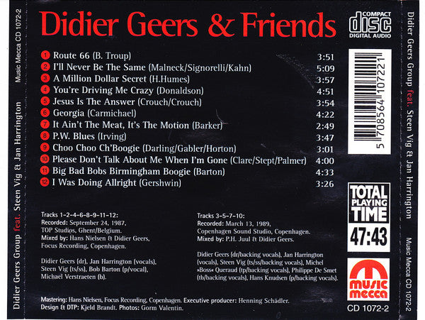Didier Geers Group* Featuring Steen Vig & Jan Harrington : It Ain't The Meat, It's The Motion (CD)