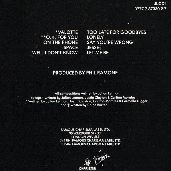 Julian Lennon : Valotte (CD, Album, RE)
