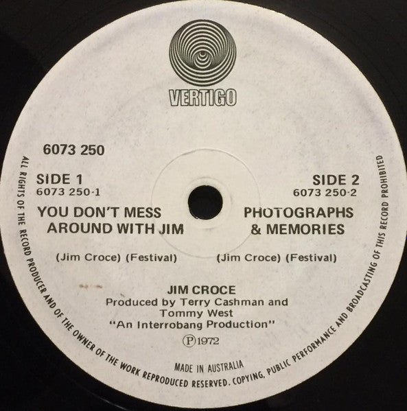 Jim Croce : You Don't Mess Around With Jim / Photographs And Memories (7", Single)