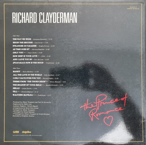 Richard Clayderman : The Prince Of Romance (LP, Album, Gat)