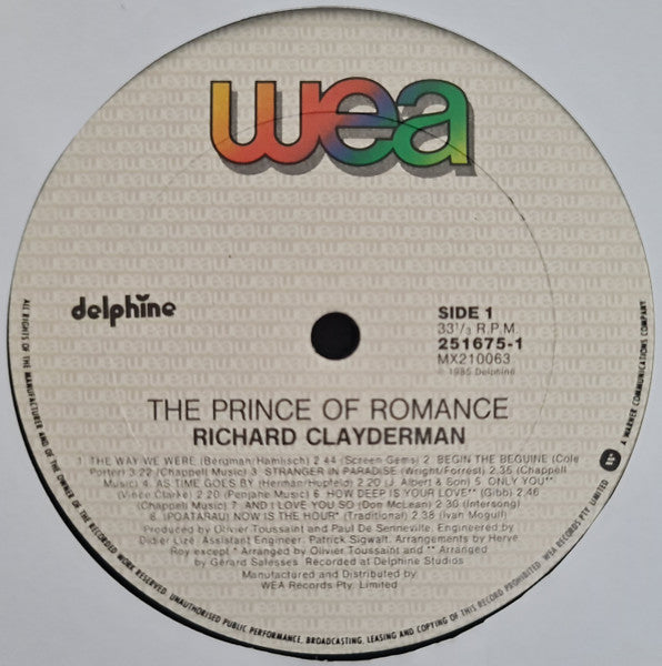 Richard Clayderman : The Prince Of Romance (LP, Album, Gat)