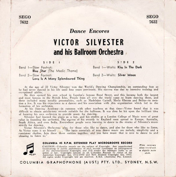 Victor Silvester And His Ballroom Orchestra : Dance Encores (7", EP)