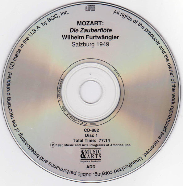 Mozart*, Wilhelm Furtwängler, Wiener Philharmoniker, Wiener Staatsopernchor : Die Zauberflöte (The Historic 1949 Salzburg Festival Performance) (3xCD, Album, Mono)