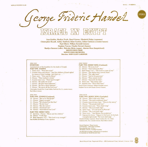 Georg Friedrich Handel* : Israel In Egypt (2xLP, Album, Club, Gat)