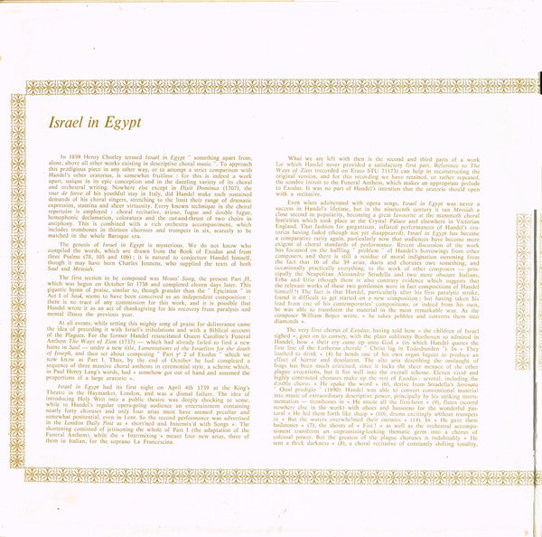 Georg Friedrich Handel* : Israel In Egypt (2xLP, Album, Club, Gat)