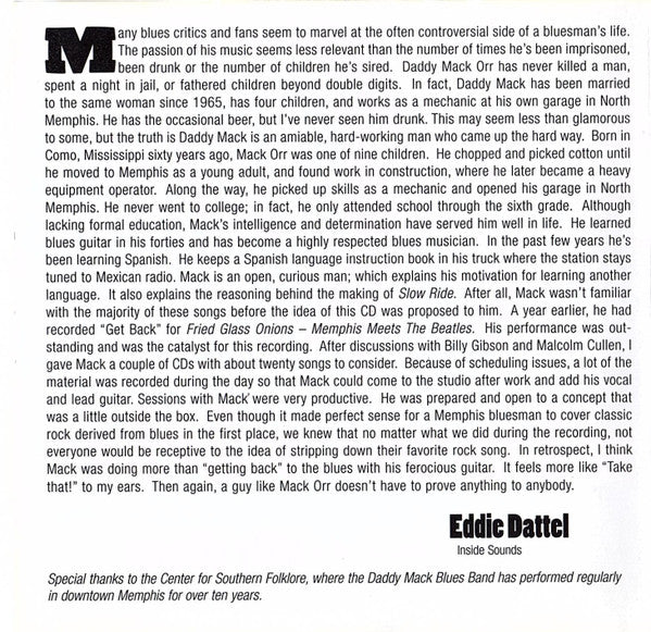 Daddy Mack Blues Band With Special Guest Billy Gibson : Slow Ride (CD, Album)